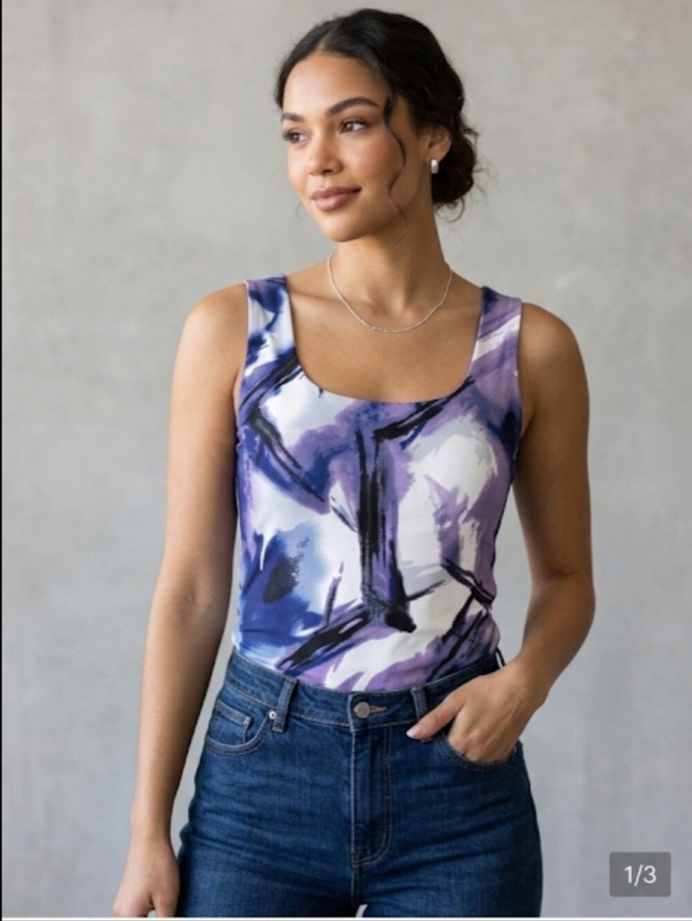 Eclipse Purple Blue Abstract Scoop Neck Tank Top
